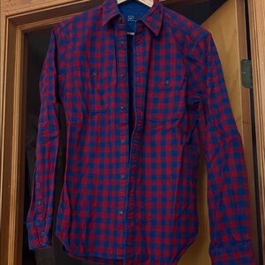 GAP Men's Red and Blue Plaid Shirt